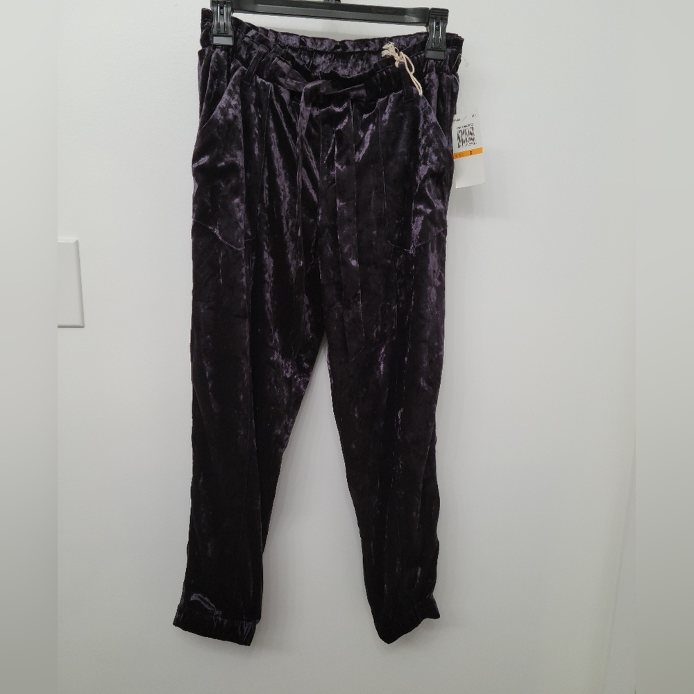 Purple Velvet Joggers Women- Small